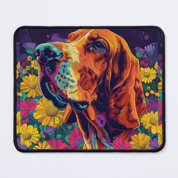 Item preview, Colorful Bloodhound with flowers designed and sold by MendaciousMina.