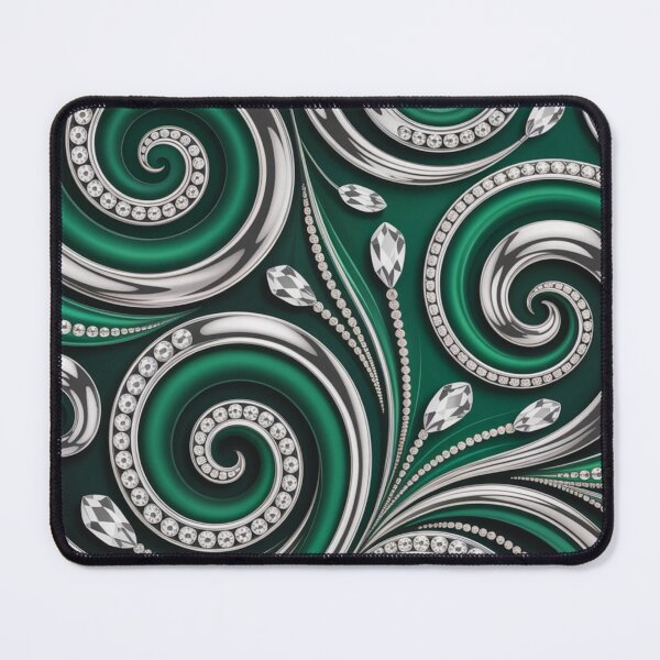 Item preview, Trendy Elegant Abstract Teal Green Silver Swirl Pattern designed and sold by LEILA ART SPACE.