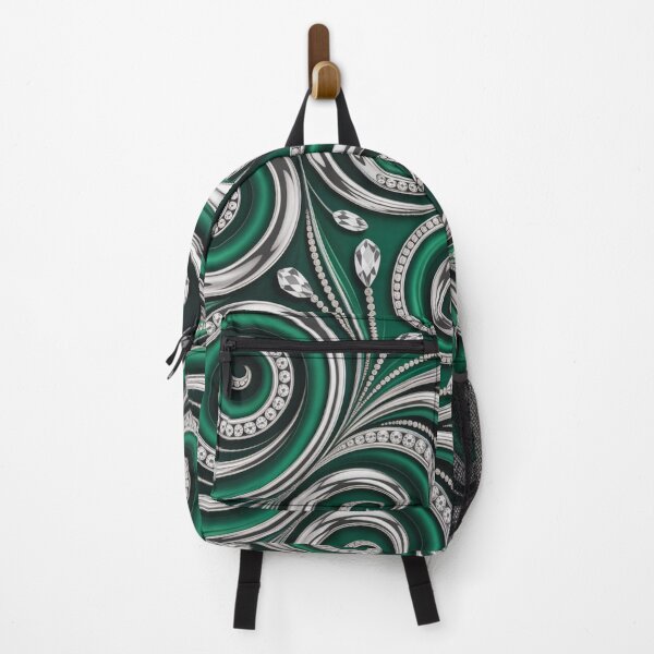 Item preview, Trendy Elegant Abstract Teal Green Silver Swirl Pattern designed and sold by LEILA ART SPACE.