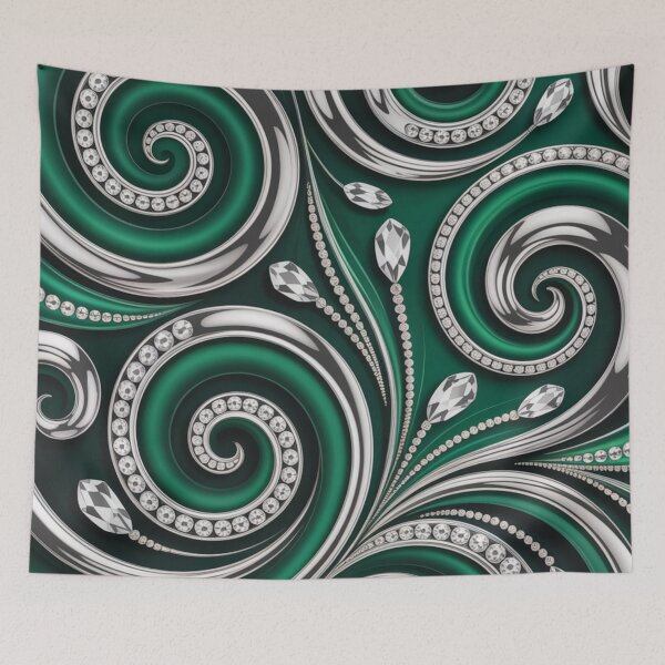 Item preview, Trendy Elegant Abstract Teal Green Silver Swirl Pattern designed and sold by LEILA ART SPACE.