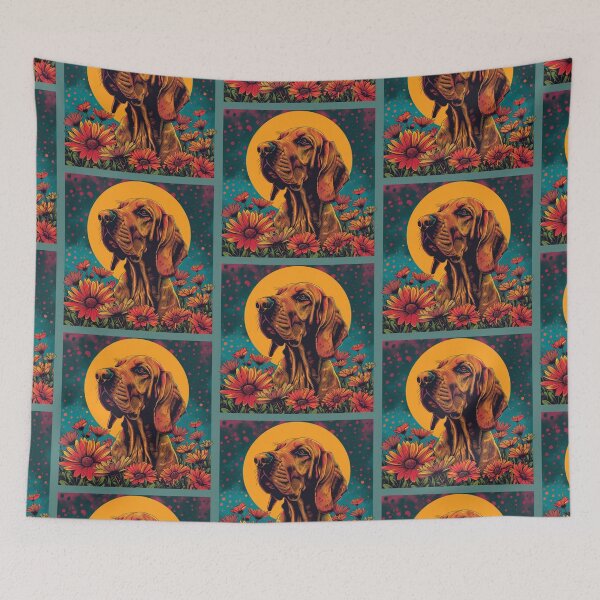 Item preview, Colorful Bloodhound with flowers designed and sold by MendaciousMina.