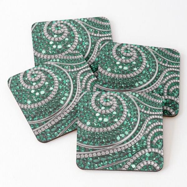 Item preview, Stylish Glam Abstract Emerald Green Swirl Pattern designed and sold by LEILA ART SPACE.