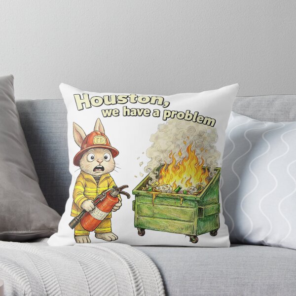Item preview, Firefighter Rabbit Houston We Have a Problem Sticker – Funny Animal Emergency Art designed and sold by Felixuss.