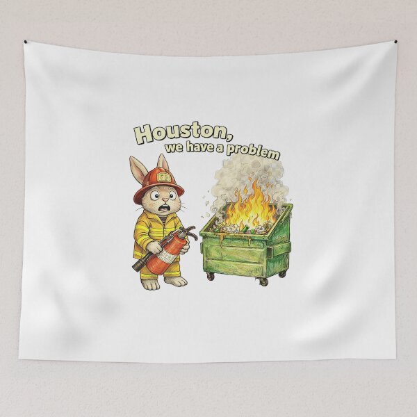 Item preview, Firefighter Rabbit Houston We Have a Problem Sticker – Funny Animal Emergency Art designed and sold by Felixuss.