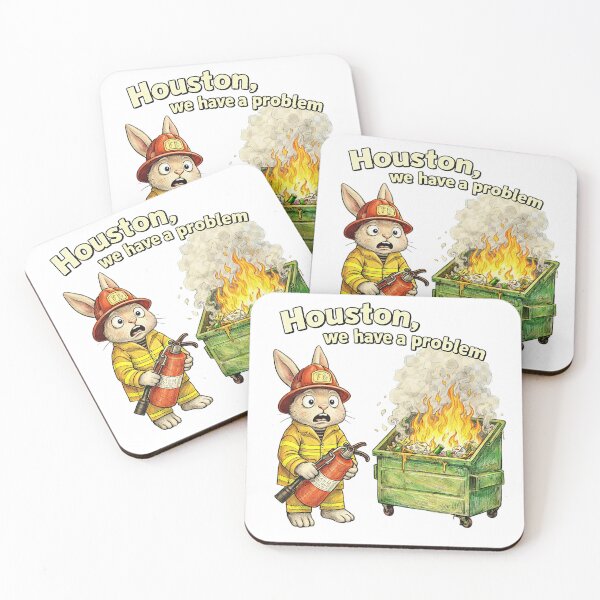 Item preview, Firefighter Rabbit Houston We Have a Problem Sticker – Funny Animal Emergency Art designed and sold by Felixuss.