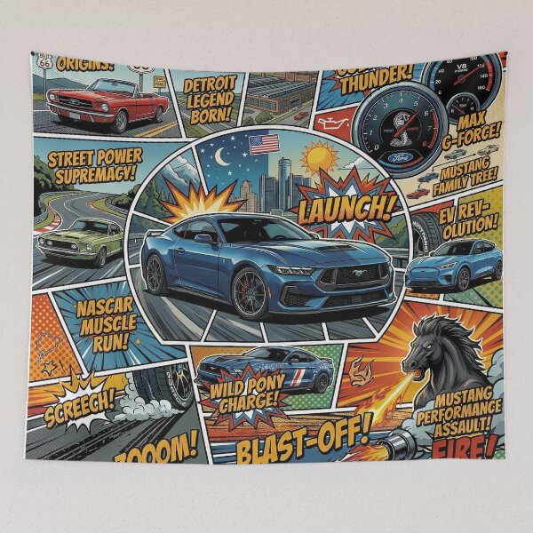 Item preview, Ford Mustang Pop Art Comic – American Muscle Car Power Design designed and sold by GT Garage.