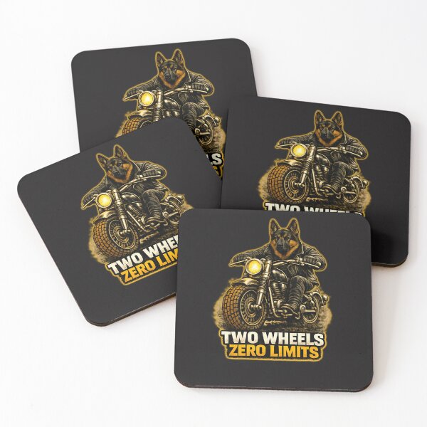 Item preview, German Shepherd Biker Two Wheels Zero Limits – Motorcycle Dog Print Design designed and sold by PixelsPaws.