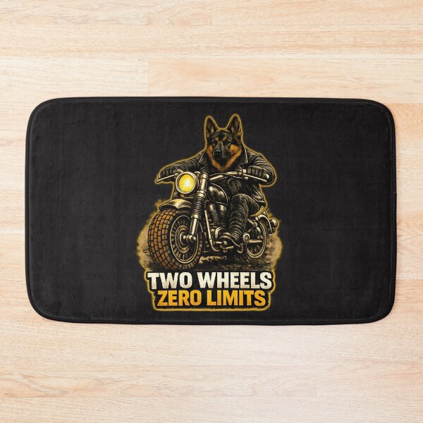 Item preview, German Shepherd Biker Two Wheels Zero Limits – Motorcycle Dog Print Design designed and sold by PixelsPaws.