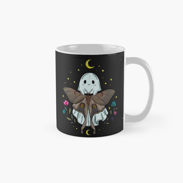 Item preview, Kawaii ghost with moth and cosmic accents designed and sold by Ink & Kind Studio.
