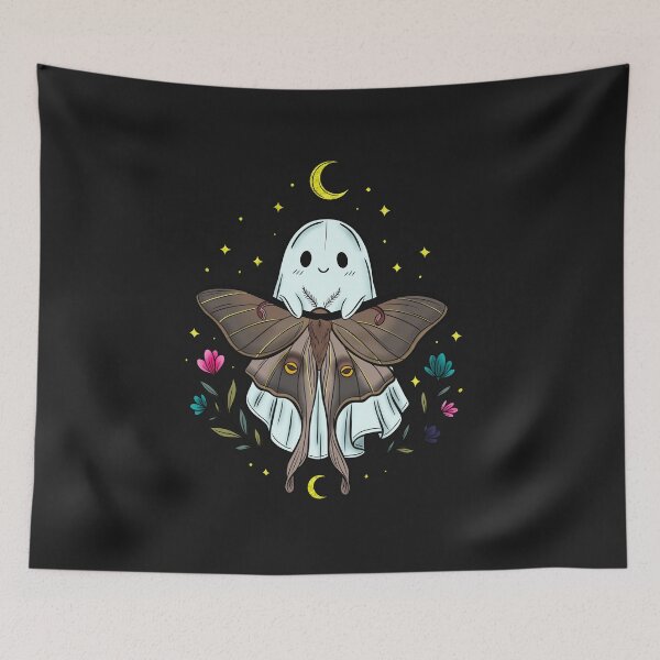 Item preview, Kawaii ghost with moth and cosmic accents designed and sold by therealkbyers.