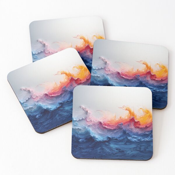 Item preview, Vibrant Fluid Wave Splash - Blue to Fiery Orange Abstract Art designed and sold by EK-World.