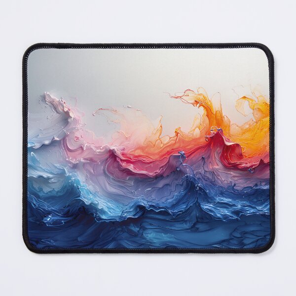 Item preview, Vibrant Fluid Wave Splash - Blue to Fiery Orange Abstract Art designed and sold by EK-World.