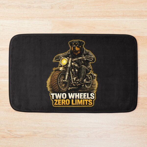 Item preview, Rottweiler Biker Two Wheels Zero Limits – Motorcycle Dog Print Design designed and sold by PixelsPaws.