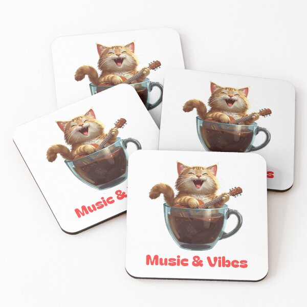 Item preview, Cat Playing Guitar in Coffee Cup- Music& Vibes- Funny Musician Gift designed and sold by INDEEDME.