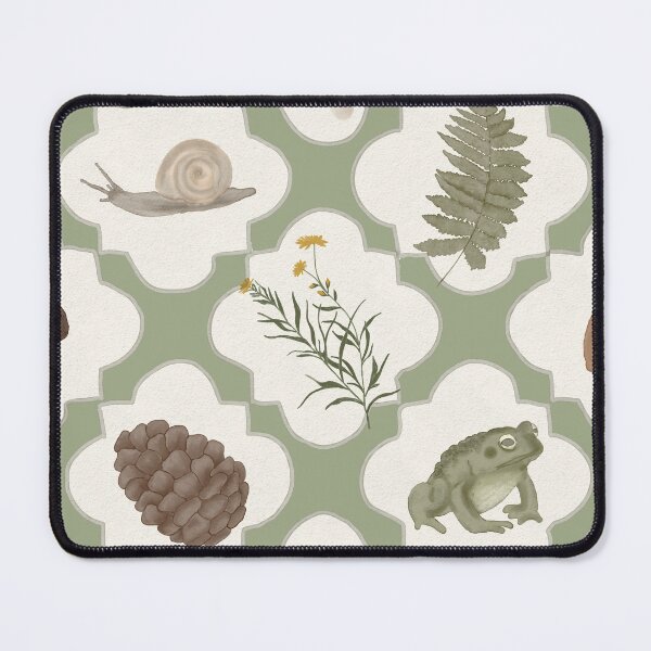 Item preview, Vintage Cottagecore Woodland Toad and Fern Pattern Quatrefoil designed and sold by Seamlessly Buffalo.