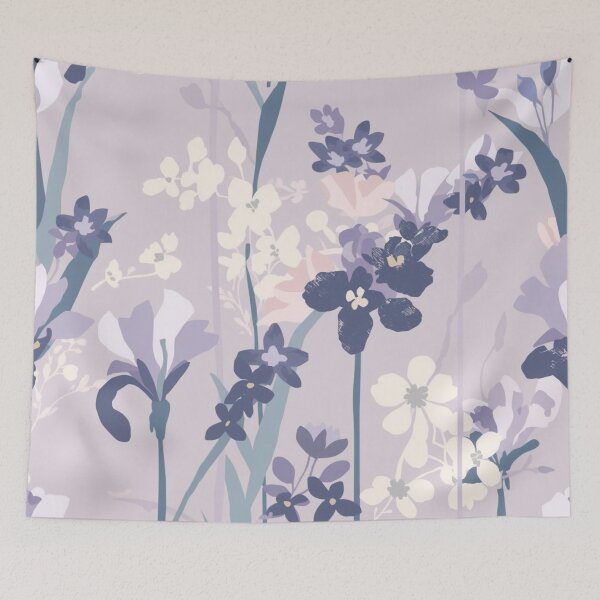 Item preview, Japanese Iris Floral Pattern — Purple Blue Lavender Botanical Garden Print designed and sold by AiMEiRi.