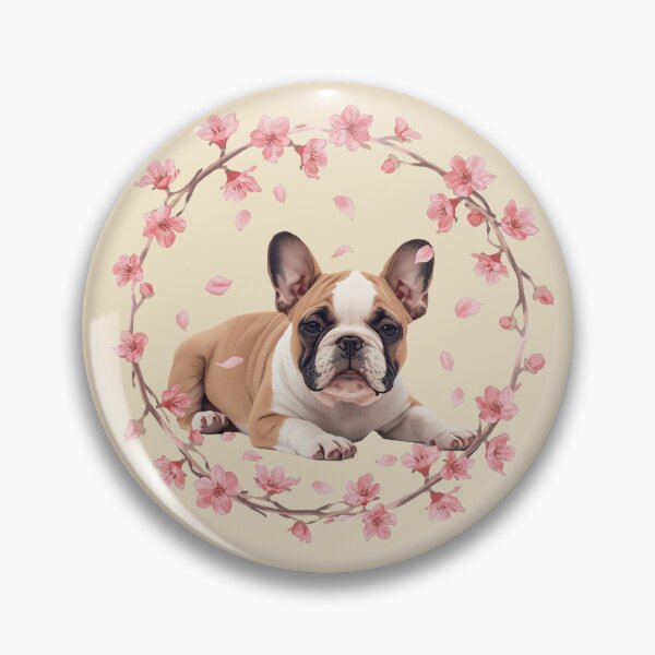 Item preview, French Bulldog Sakura Circle – Cherry Blossom Dog Laying in Falling Petals designed and sold by Willow & Ink.