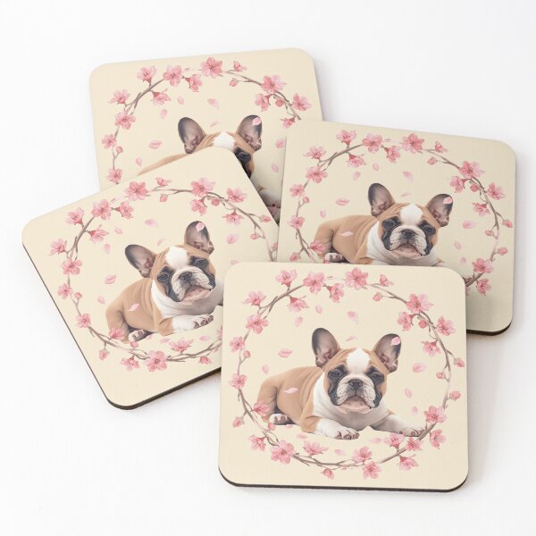 Item preview, French Bulldog Sakura Circle – Cherry Blossom Dog Laying in Falling Petals designed and sold by Willow & Ink.