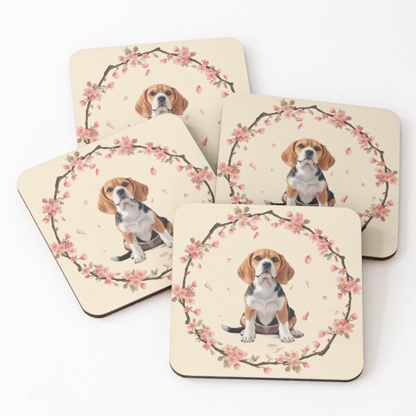 Item preview, Beagle Puppy Sakura Circle – Cherry Blossom Dog in Soft Falling Petal designed and sold by Willow & Ink.