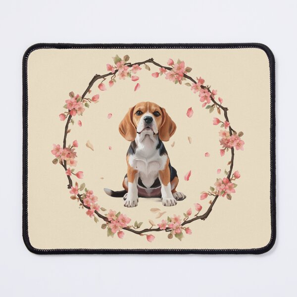 Item preview, Beagle Puppy Sakura Circle – Cherry Blossom Dog in Soft Falling Petal designed and sold by Willow & Ink.