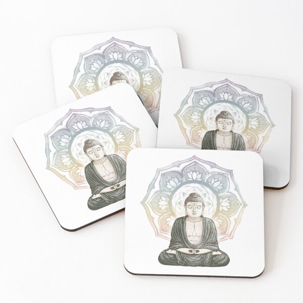 Item preview, Buddha Padma Watercolor - Fawn Earth Pine - Rainbow Sunset Halo designed and sold by Irene Estelle.