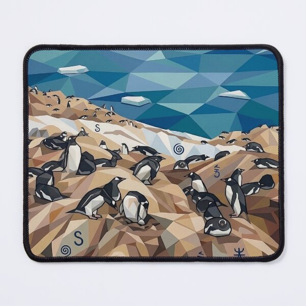 Item preview, Low Poly Penguin Colony Arctic Coast Geometric Ocean Wildlife Art Print designed and sold by Meteor Destroyer.