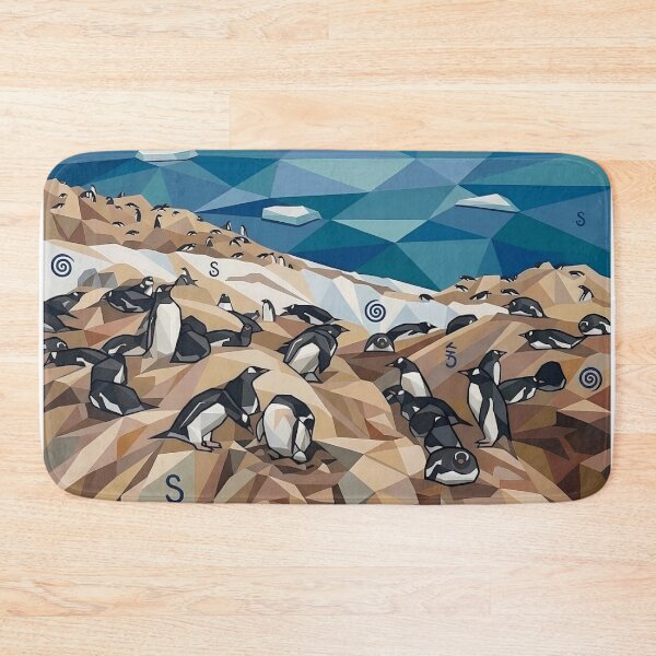 Item preview, Low Poly Penguin Colony Arctic Coast Geometric Ocean Wildlife Art Print designed and sold by Meteor Destroyer.
