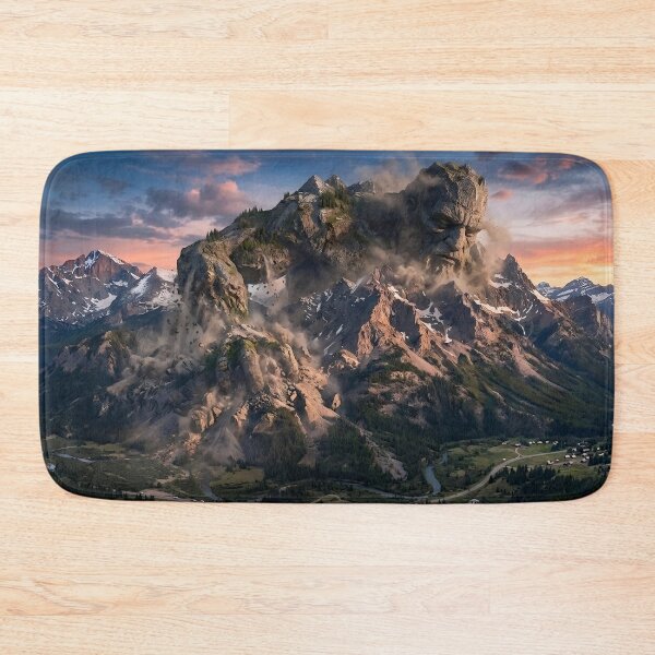 Item preview, Giant Mountain Creature Fantasy Landscape Surreal Rock Titan Nature Art designed and sold by Meteor Destroyer.