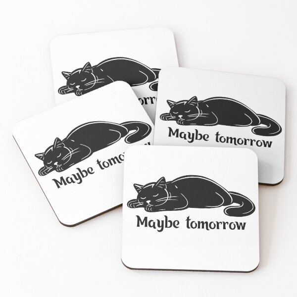 Item preview, Maybe Tomorrow – Minimalist Sleeping Cat Lazy Mood Design designed and sold by BlackCat Vibe.
