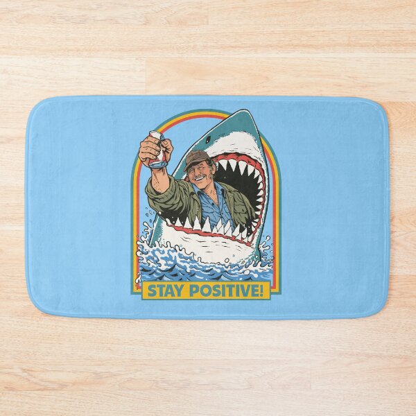 Item preview, Stay Positive - Quint in Shark crushing beer can designed and sold by keytee.