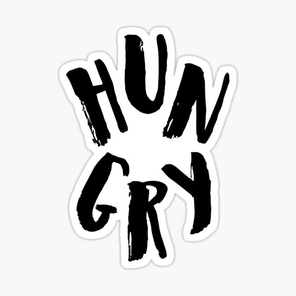 Hungry Black & White Sticker