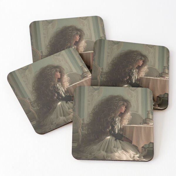 Item preview, Girl with Voluminous Curly Hair Sitting at Table in Soft Light designed and sold by Shannon Hilson.