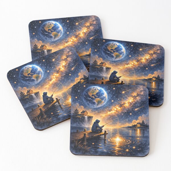 Item preview, Cosmic Fishing Dreamscape – Painted Galaxy Night designed and sold by CyrilloArt.