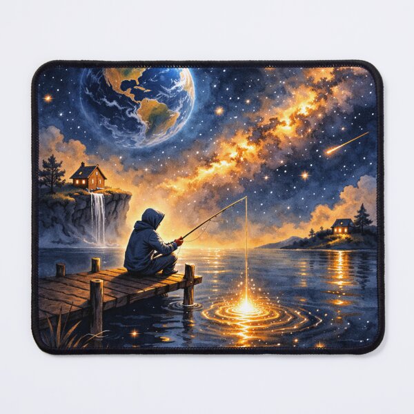 Item preview, Cosmic Fishing Dreamscape – Painted Galaxy Night designed and sold by CyrilloArt.