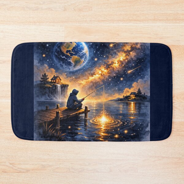 Item preview, Cosmic Fishing Dreamscape – Painted Galaxy Night designed and sold by CyrilloArt.