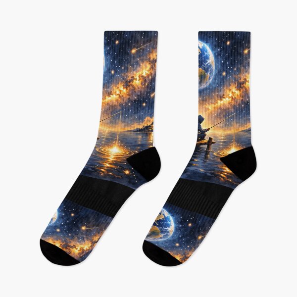 Item preview, Cosmic Fishing Dreamscape – Painted Galaxy Night designed and sold by CyrilloArt.