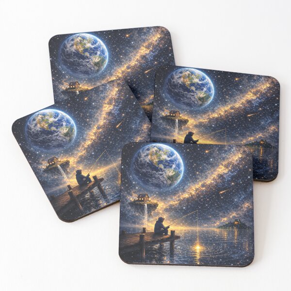 Item preview, Fishing Under the Galaxy – Cosmic Dreamscape designed and sold by CyrilloArt.
