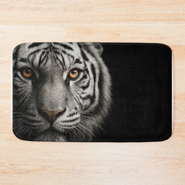 Item preview, White Tiger Face – Intense Close-Up Portrait on Black designed and sold by EmeraldeaArt.
