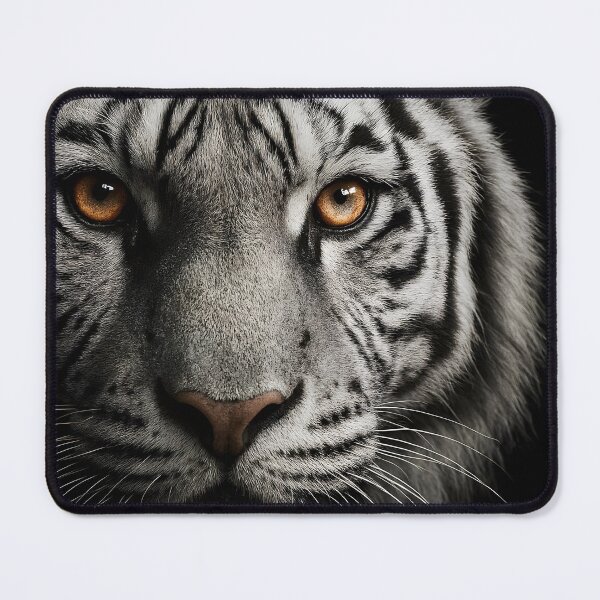 Item preview, White Tiger Face – Intense Close-Up Portrait on Black designed and sold by EmeraldeaArt.
