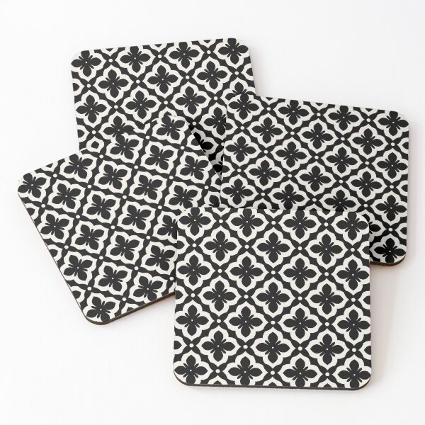 Item preview, Black Scandinavian Floral Tile Pattern designed and sold by yara.lahdo.