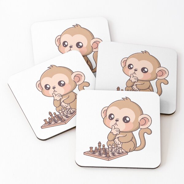 Item preview, Cute Monkey Thinking Playing Chess Kawaii Strategy Design designed and sold by ArdjaN_PL.