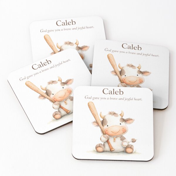 Item preview, Caleb Christian Nursery Wall Art, Cute Cow Baseball Illustration, Personalized Baby Boy Name, Faith Kids Room Decor designed and sold by LoveNurseries.