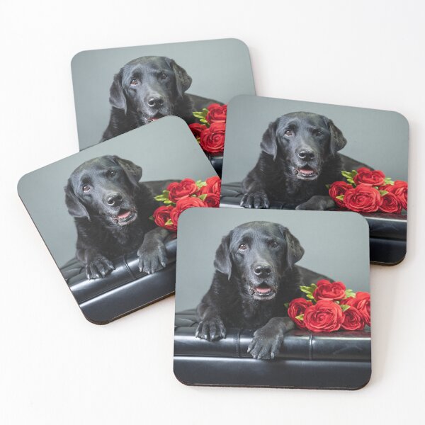 Item preview, Black Labrador with Red Roses designed and sold by Christine Crosby - Sunlight Inspirations.