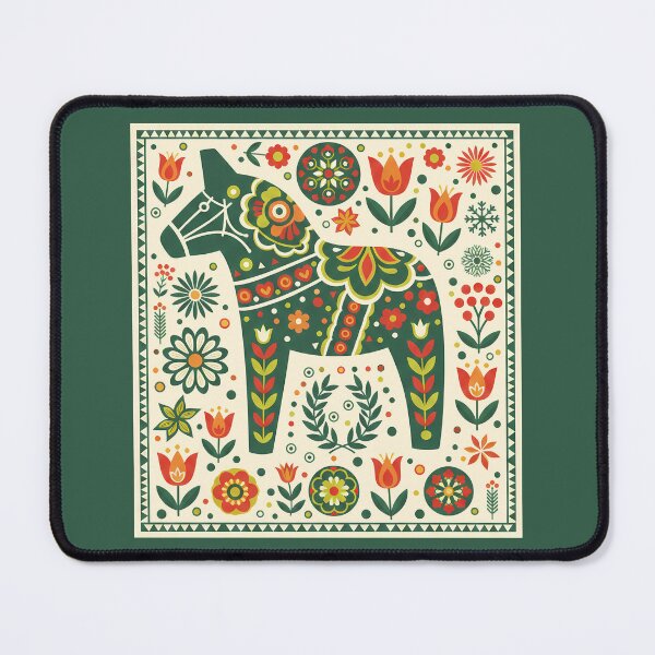 Item preview, Dark Green Dala Horse – Scandinavian Folk Art Fusion by heidiannemorris © designed and sold by FOLK ART FUSION by heidiannemorris.