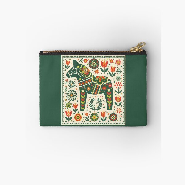 Item preview, Dark Green Dala Horse – Scandinavian Folk Art Fusion by heidiannemorris © designed and sold by FOLK ART FUSION by heidiannemorris.