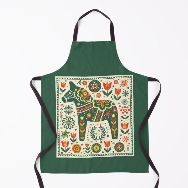 Item preview, Dark Green Dala Horse – Scandinavian Folk Art Fusion by heidiannemorris © designed and sold by FOLK ART FUSION by heidiannemorris.