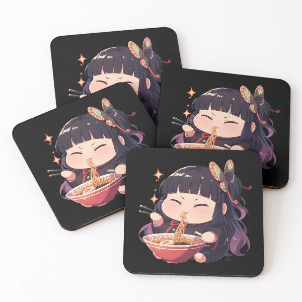 Item preview, Kanao Tsuyuri Demon Slayer Chibi Ramen Butterfly Smile designed and sold by mildaclairmo.