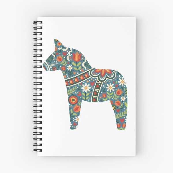 Item preview, Dark Blue Tulip Dala Horse – Scandinavian Folk Art Fusion by heidiannemorris © designed and sold by FOLK ART FUSION.