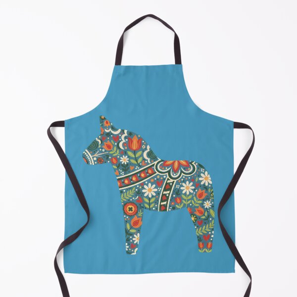 Item preview, Dark Blue Tulip Dala Horse – Scandinavian Folk Art Fusion by heidiannemorris © designed and sold by FOLK ART FUSION by heidiannemorris.