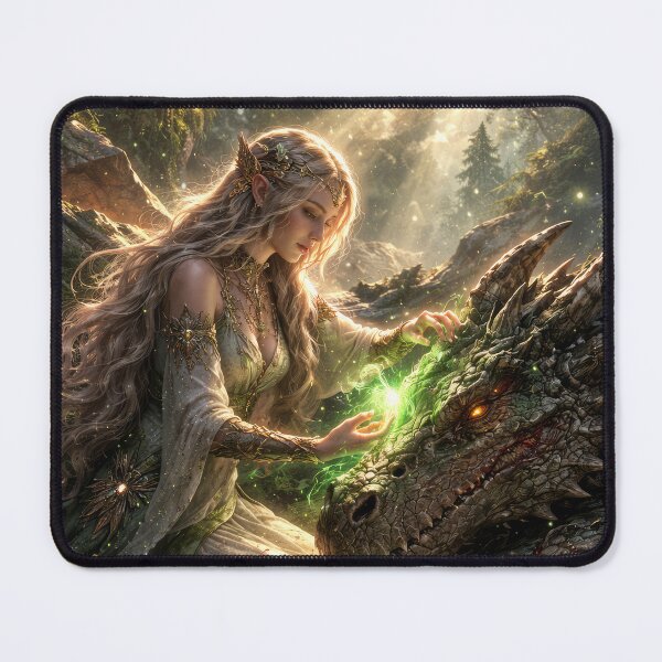 Item preview, Elf Healing Dragon – Magical Forest Fantasy Healer and Dragon Artwork designed and sold by DrakariArt.